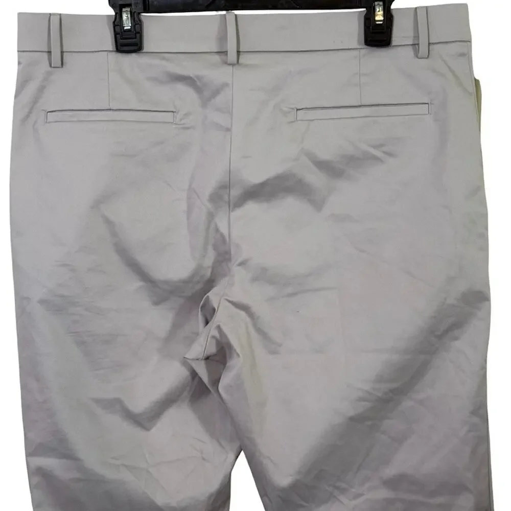 Banana Republic Slim Fit Mens Gray Khaki Flat Front Stretch Pants Preppy 36x32